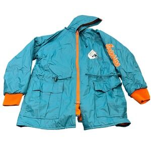 Game Day NFL Miami Dolphins Jacket Mens MEDIUM Teal Orange Hooded Vintage 39327